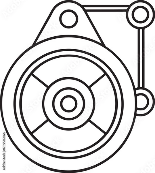 Obraz pulley outline vector illustration line art