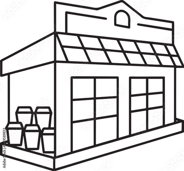 Obraz supermarket outline vector illustration line art