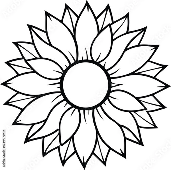 Obraz sunflower outline vector illustration line art