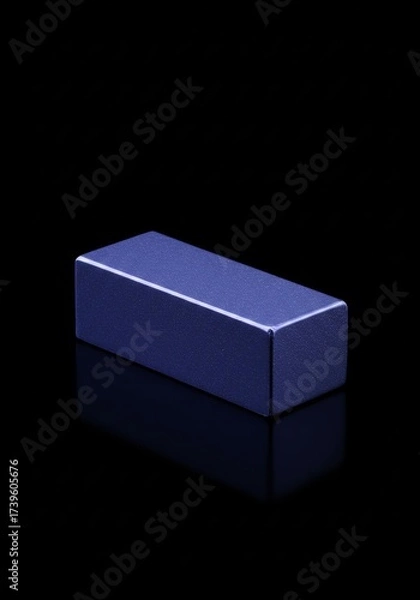 Obraz Blue Rectangular Prism on Black Background with Reflective Surface Modern Minimalistic Geometric Shape