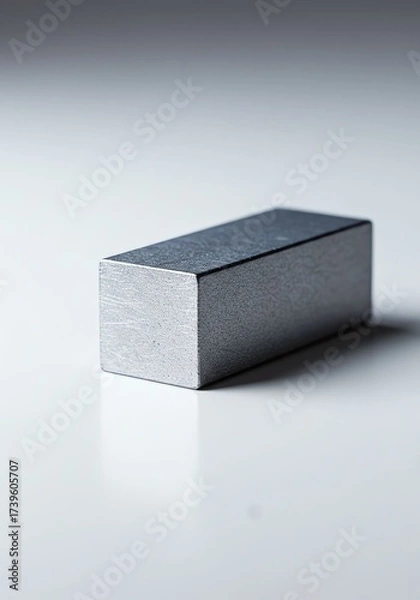 Obraz Metallic Rectangular Block on White Surface with Soft Lighting