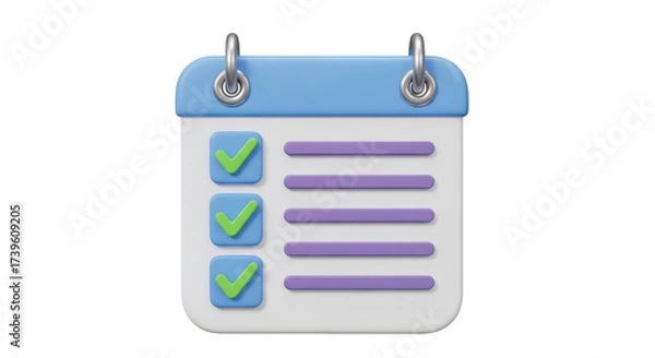 Fototapeta Digital calendar with check marks representing completed tasks and goals achieved.