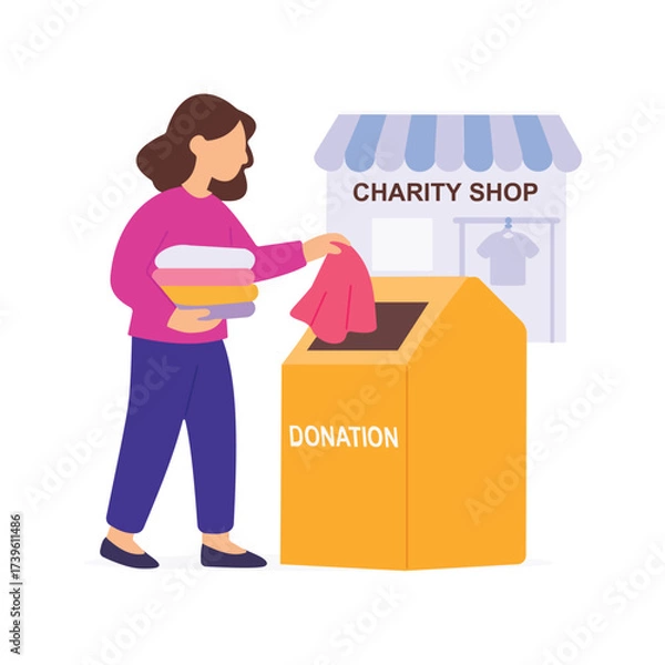 Fototapeta Donating Clothes, Giving unused clothes to those in need
