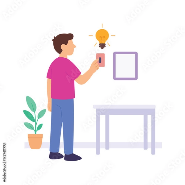 Fototapeta Turning Off Lights, Saving energy by reducing electricity use