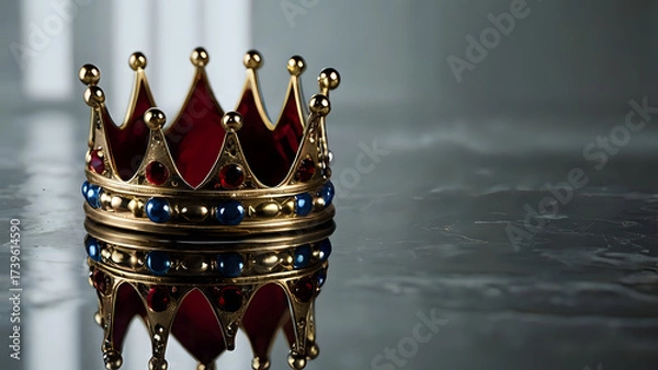 Obraz Crown hovering above a mirror showing no reflection