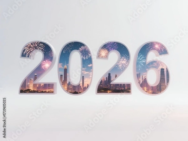 Obraz New year 2026 with urban skyline 