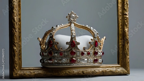 Obraz Crown hovering above a mirror showing no reflection