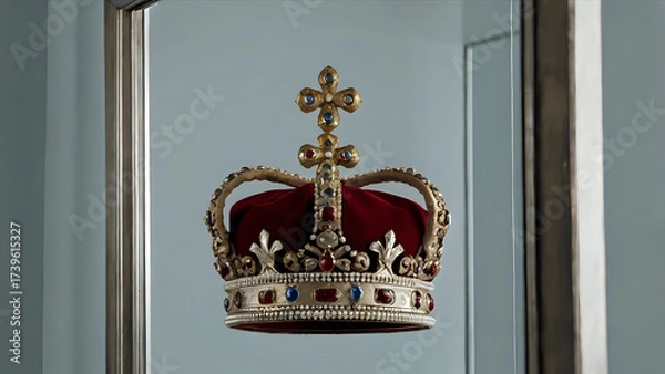 Obraz Crown hovering above a mirror showing no reflection