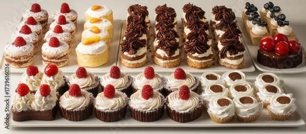 Fototapeta Assorted Dessert Display with Cupcakes and Cakes