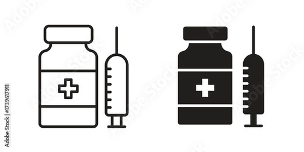 Obraz Vaccination icon flat black and white logo