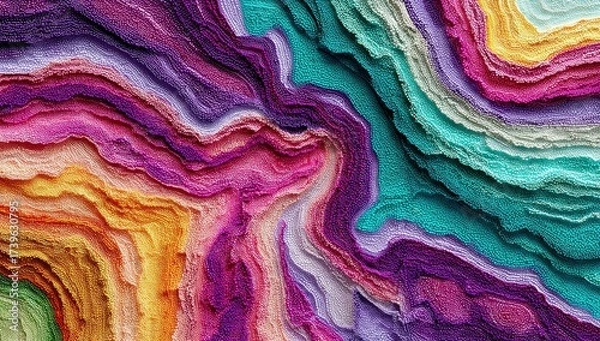 Fototapeta Abstract Digital Art with Flowing Wavy Textures and Vibrant Color Palettes