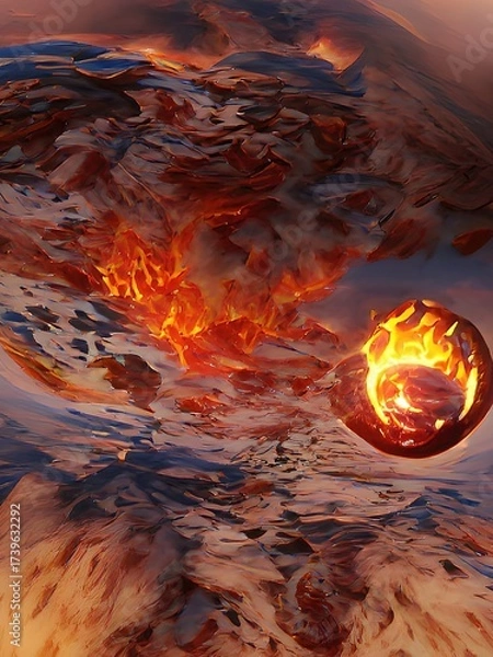 Fototapeta Dynamic swirl of fire and water creates a stunning visual contrast in an abstract design capturing elemental forces at play