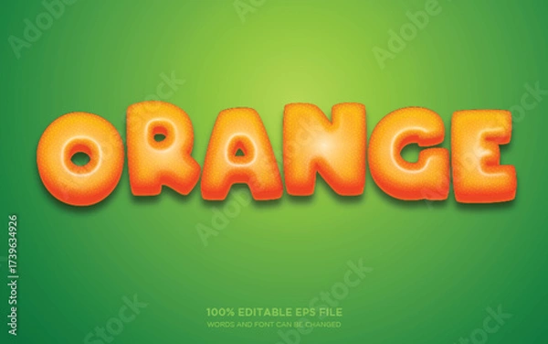 Fototapeta Orange 3D editable text style effect