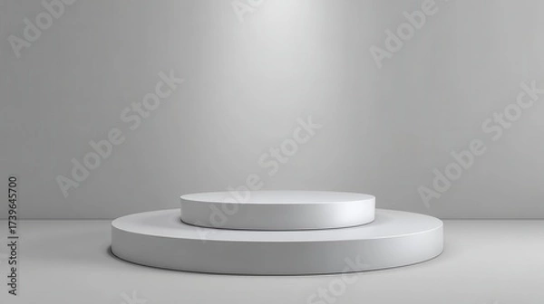 Fototapeta Elegant photo of minimalist white podium for product presentation isolated on white background.