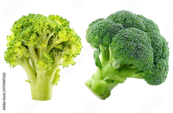 Obraz Two Fresh Broccoli Florets on Black Background