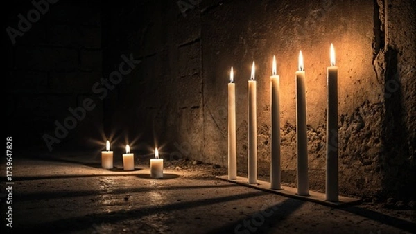 Fototapeta burning candles in church