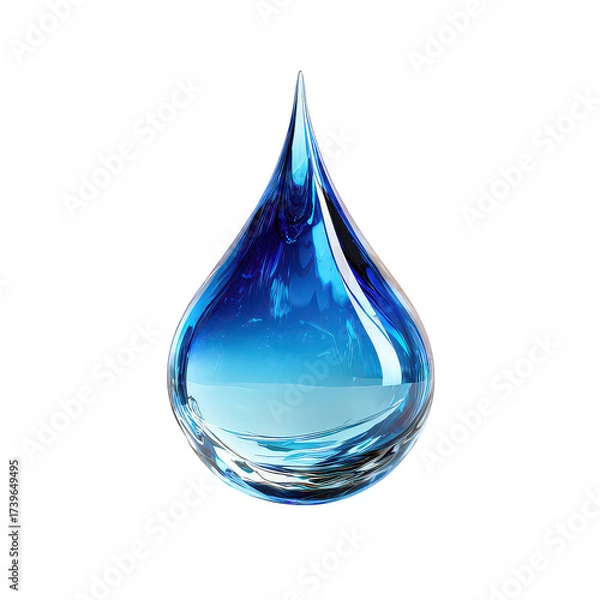 Obraz Single Water Drop with Blue Gradient on Transparent Background