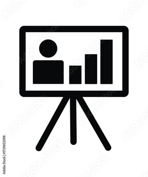 Fototapeta Presentation on a Stand Featuring Data and a Person Providing Information about a Business or Investment Strategy Graph