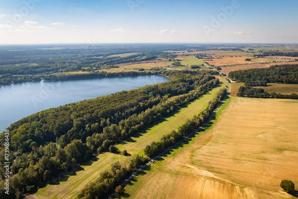 Obraz Jezioro Pławniowice - Krajobraz - lotnicza perspektywa 