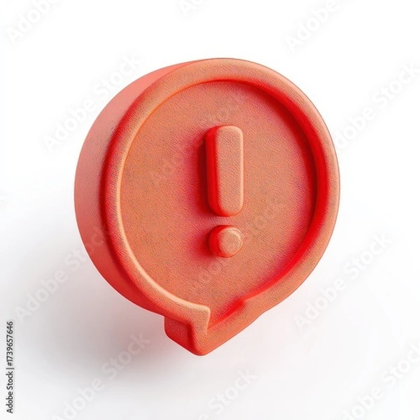 Obraz Red Rounded Speech Bubble Icon With Exclamation Point