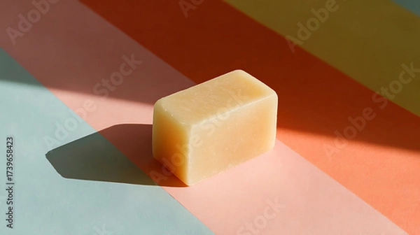 Obraz Simple Solid Block on Colorful Stripe Background