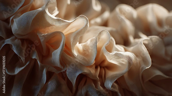 Obraz Elegant fabric ruffles with soft, warm lighting creating graceful folds and rich textures