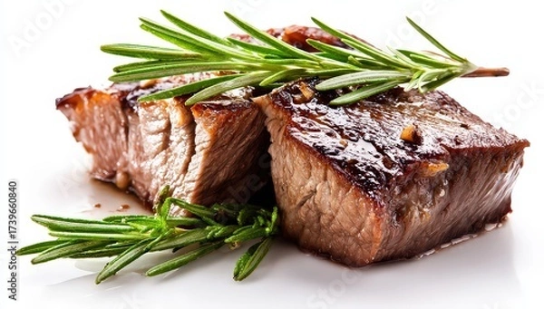 Obraz Roasted Beef Cubes with Rosemary