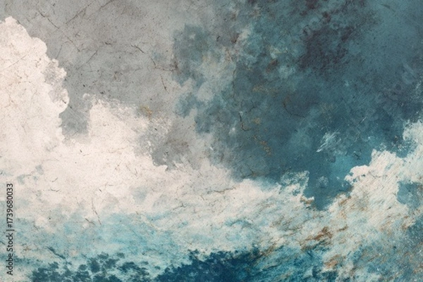 Obraz Abstract cloudy artwork featuring various shades of blue and white with textures