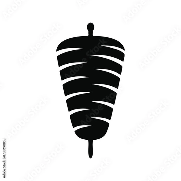 Fototapeta Kebab meat on a skewer, vector silhouette.