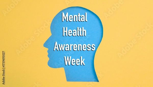 Fototapeta Mental Heaith Awareness Week in brain, overload in mind. Depression, adhd, mental health