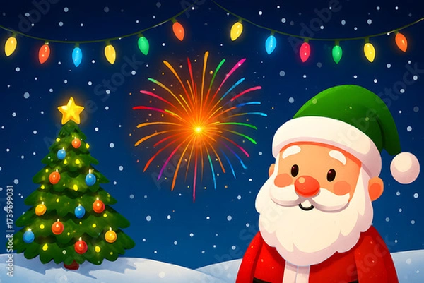 Obraz santa claus with christmas tree