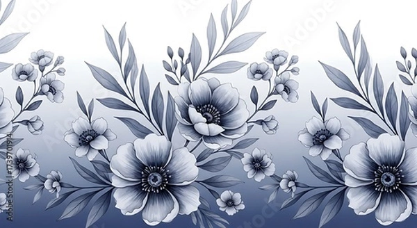 Obraz Floral pattern with blue and white flowers