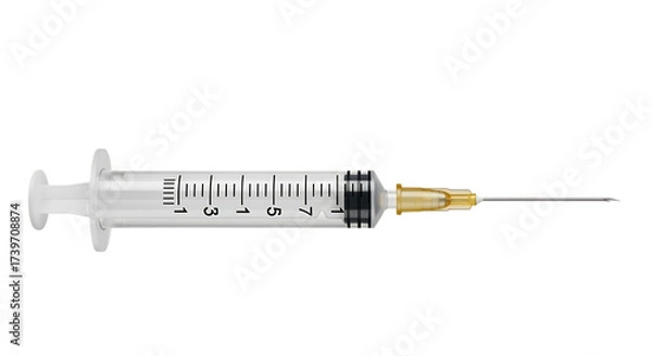 Obraz A medical syringe with a needle, isolated on transparent background