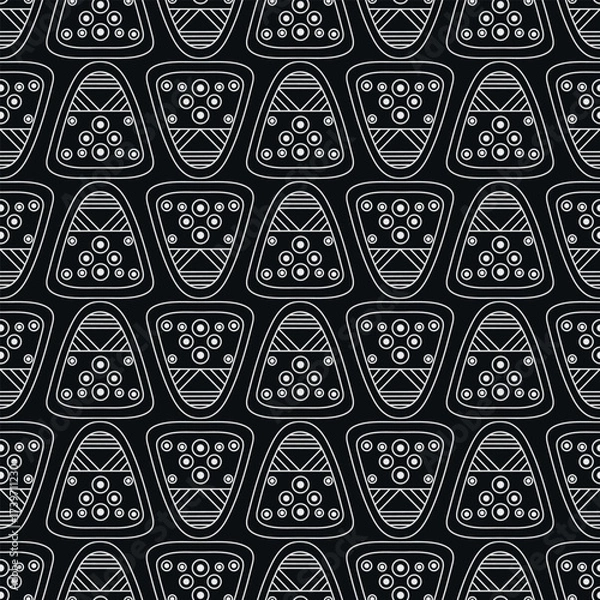 Fototapeta Seamless abstract doodle monochrome pattern. Print for textile, wallpaper, covers, surface. Vintage template for fashion prints.