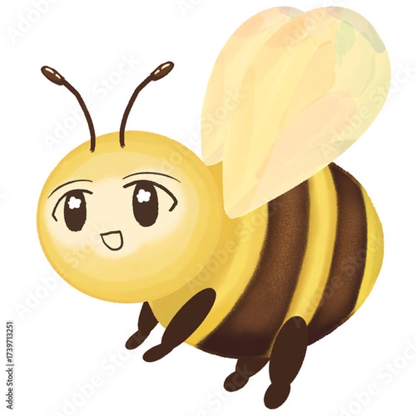 Fototapeta Cute chubby honey bee with Flower like-pupils and pastel colored-wings 132 dpi