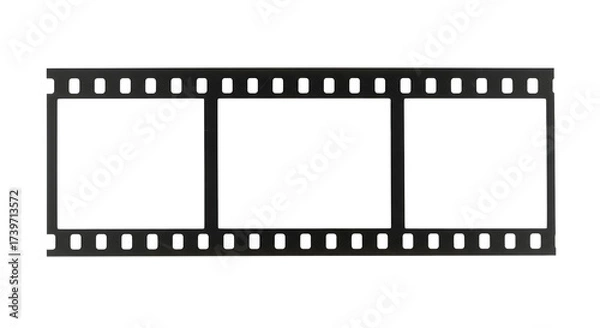 Obraz Blank 35mm film strip vector isolated on white with black frame borders for a cinema photo illustration