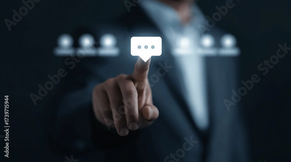 Fototapeta Business Communication with Employees and Speech Bubbles Representing Teamwork, Brainstorming, Idea Development and Office Conversations