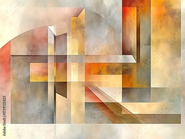 Obraz Warmth & Geometry: Abstract Digital Painting