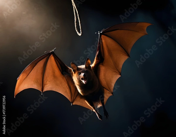 Fototapeta bat on the sky, Large flying fox bat flying with open wings