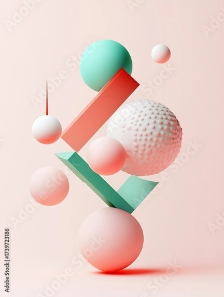 Obraz Pastel Geometry: A 3D Dreamscape