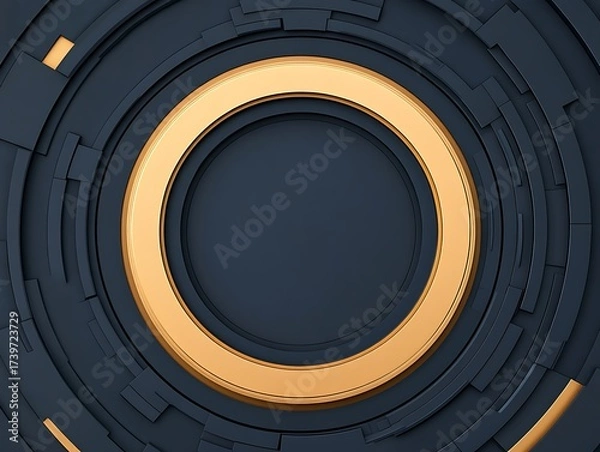 Obraz Gold & Steel: Abstract 3D Concentric Circles