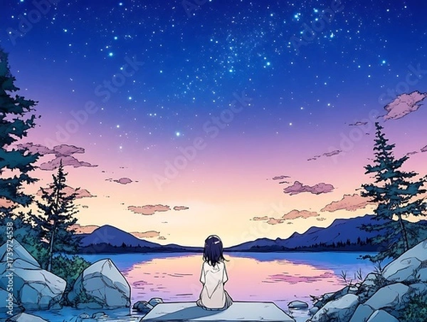 Obraz Celestial Hues: A Night's Tranquility