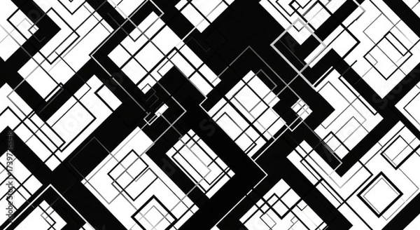 Obraz Geometric Abstract Black and White Pattern Design.