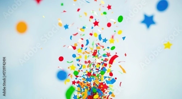 Obraz Vibrant Confetti Explosion Against a Bright Background.