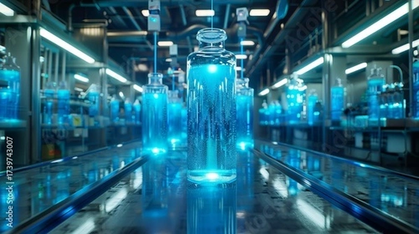 Fototapeta Biotechnology laboratory producing biopharmaceuticals in bioreactors