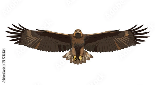 Fototapeta Majestic bird of prey soars through the sky with wings outstretched displaying its impressive wingspan and keen eyesight from above.