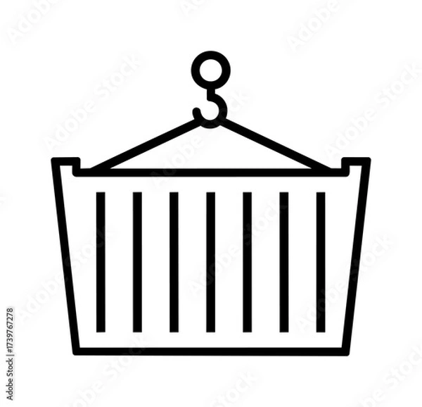 Fototapeta Vector art of container hanging on a hook, line art illustration