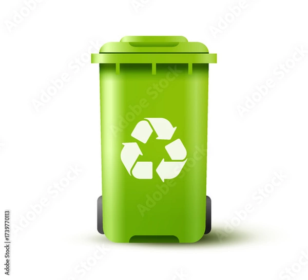 Obraz Recycling bin green with gradients and shadows.