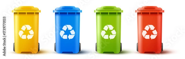 Obraz Set of colored recycling bins.