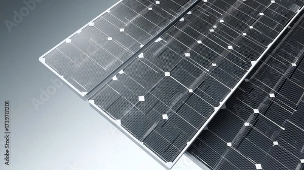 Fototapeta Advanced solar panels with high efficiency photovoltaic cells harness renewable energy in an industrial setting,